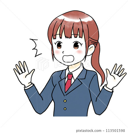 驚訝女學生的水彩風格插圖 113501598