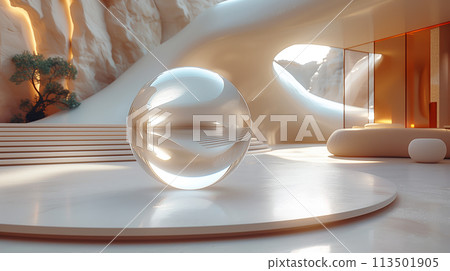 放置在豪華房間內的球形物體 - AI 生成的圖像 113501905