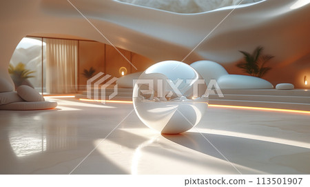 放置在豪華房間內的球形物體 - AI 生成的圖像 放置在豪華房間內的球形物體 - AI 生成的圖像 113501907