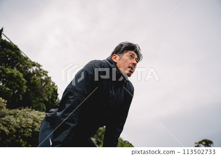 Running, jogging, out of breath, male 113502733