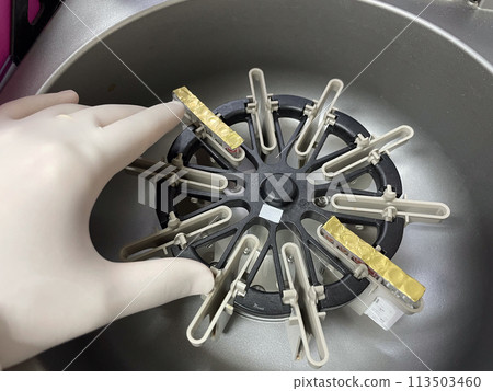 Blood bank laboratory with equipment. 113503460