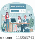 在有免費地址的辦公室工作的場景 113503743