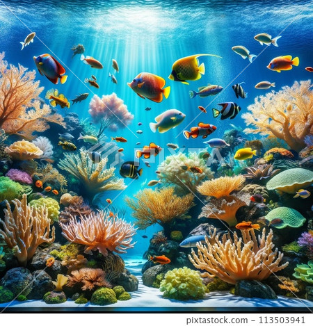 Illustration of beautiful fish in the water Illustration of beautiful fish in the water 113503941