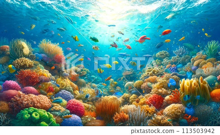 Illustration of beautiful fish in the water 2 Illustration of beautiful fish in the water 2 113503942