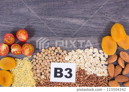Healthy nutritious food as source natural vitamin B3, fiber and other minerals Healthy nutritious food as source natural vitamin B3, fiber and other minerals 113504342