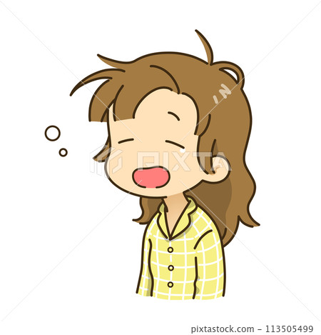 Yawning woman waking up 113505499