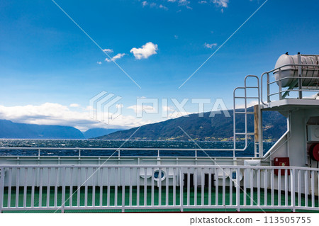 Ship ferryboat on norwegian fjord Ship ferryboat on norwegian fjord 113505755