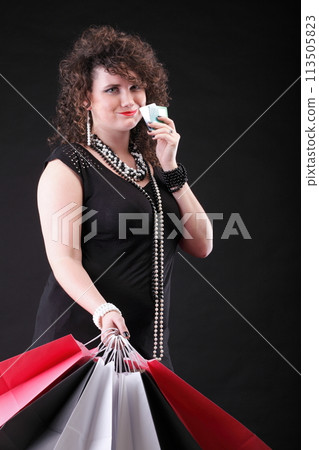 lovely woman with shopping bags lovely woman with shopping bags 113505823