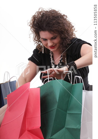 lovely woman with shopping bags lovely woman with shopping bags 113505858