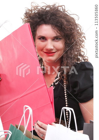 lovely woman with shopping bags lovely woman with shopping bags 113505860