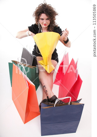 lovely woman with shopping bags lovely woman with shopping bags 113505869