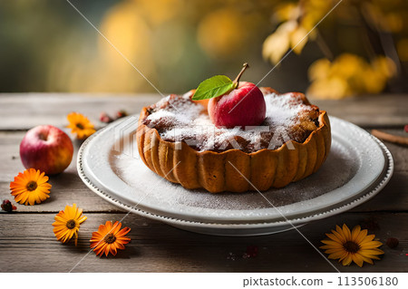 Homemade Healthy Thanksgiving Day Pumpkin PIe with Whipped Cream 113506180