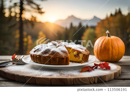 Homemade Healthy Thanksgiving Day Pumpkin PIe with Whipped Cream Homemade Healthy Thanksgiving Day Pumpkin PIe with Whipped Cream 113506191