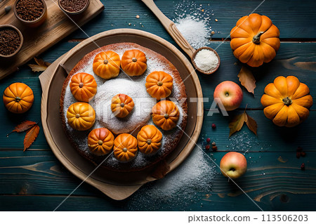 Homemade Healthy Thanksgiving Day Pumpkin PIe with Whipped Cream Homemade Healthy Thanksgiving Day Pumpkin PIe with Whipped Cream 113506203