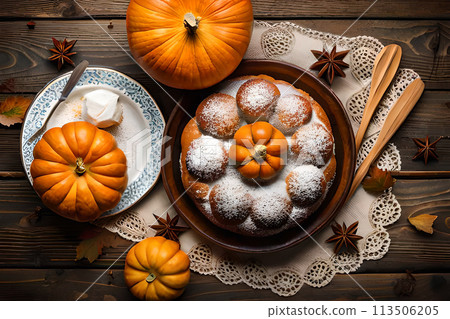 Homemade Healthy Thanksgiving Day Pumpkin PIe with Whipped Cream Homemade Healthy Thanksgiving Day Pumpkin PIe with Whipped Cream 113506205
