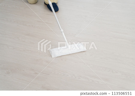 Young woman cleaning the floor Lifestyle image 113506551