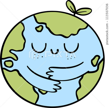 Retro Earth Day happy globe Pastel Doodle Drawing Cartoon Retro Earth Day happy globe Pastel Doodle Drawing Cartoon 113507036