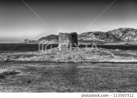 La Pelosa beach in the town of Stintino, Sardinia, Italy La Pelosa beach in the town of Stintino, Sardinia, Italy 113507312