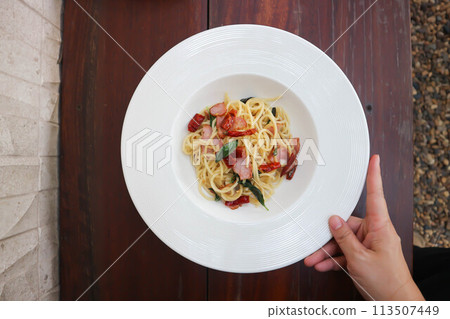 bacon spaghetti ,spaghetti or spicy spaghetti or pasta bacon spaghetti ,spaghetti or spicy spaghetti or pasta 113507449