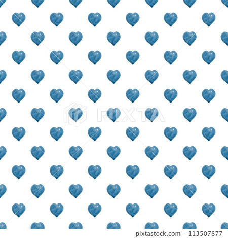 Blue hearts. Fashionable flat print. Creative design for wallpaper, textiles and holiday wrapping paper. Symbol of love. Romantic style. Watercolor texture. Seamless chess pattern Blue hearts. Fashionable flat print. Creative design for wallpaper, textiles and holiday wrapping paper. Symbol of love. Romantic style. Watercolor texture. Seamless chess pattern 113507877