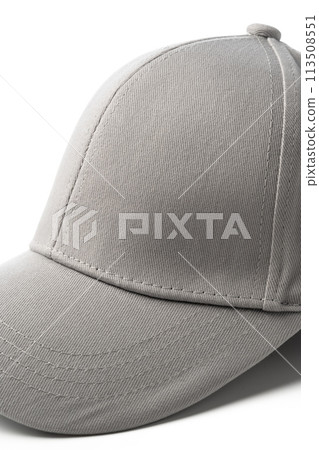 Gray Baseball Cap on White Background 113508551