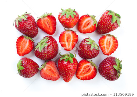 Beautiful strawberries isolated on white 113509199