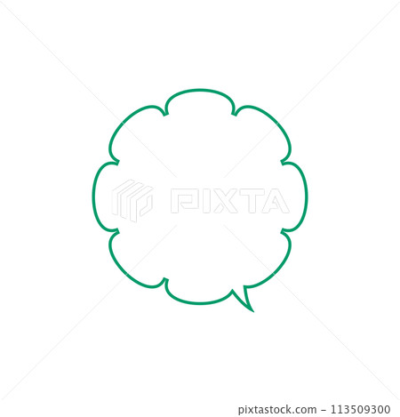 Simple green fluffy speech bubble_right facing single item Simple green fluffy speech bubble_right facing single item 113509300