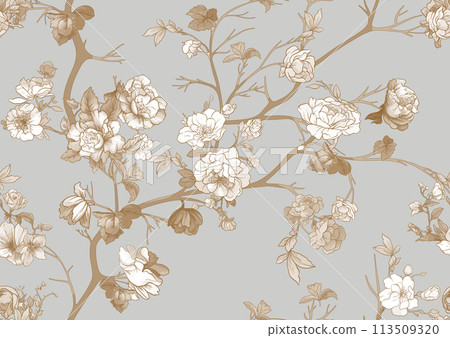 Blossom tree In chinoiserie, botanical style Blossom tree In chinoiserie, botanical style 113509320