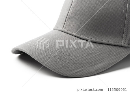 Gray Baseball Cap on White Background 113509961