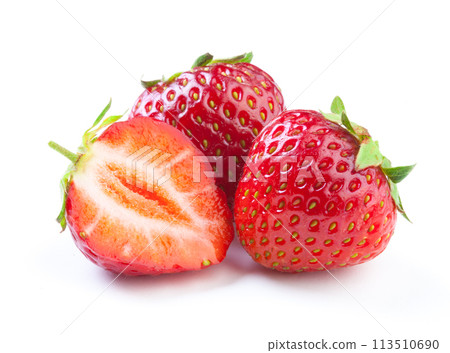 Beautiful strawberries isolated on white 113510690