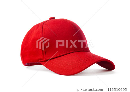 Red Baseball Cap on White Background Red Baseball Cap on White Background 113510695