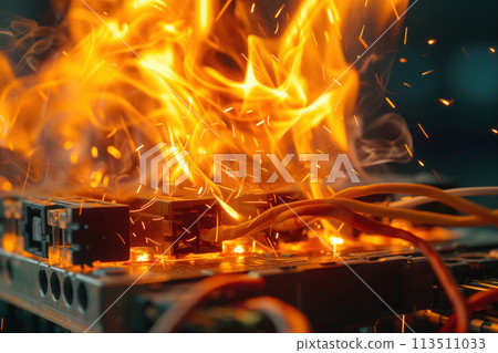 Fire occurred as result of an electrical short circuit on high voltage power board AI Generative 113511033