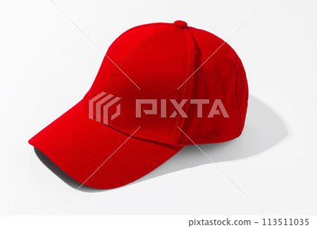 Red Baseball Cap on White Background Red Baseball Cap on White Background 113511035