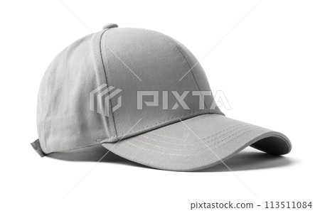 Gray Baseball Cap on White Background Gray Baseball Cap on White Background 113511084