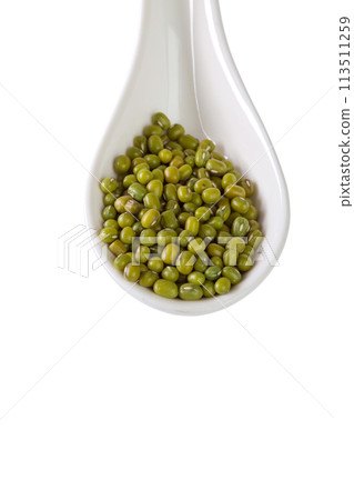 Mung beans isolated on white background 113511259