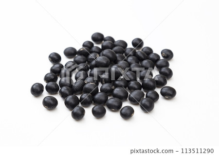 白色背景上的黑大豆 113511290