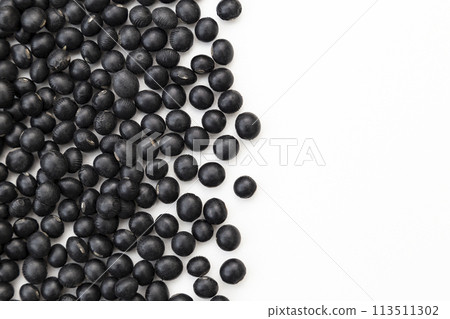 Black soybeans on white background Black soybeans on white background 113511302