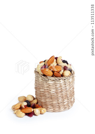 mixed nuts isolated on the white background 113511338