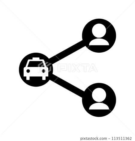 Ride sharing black and white pictogram Ride sharing black and white pictogram 113511362