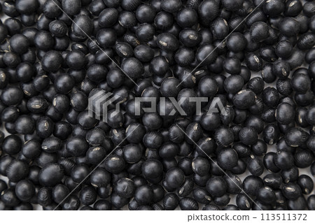 Black soybeans on white background 113511372