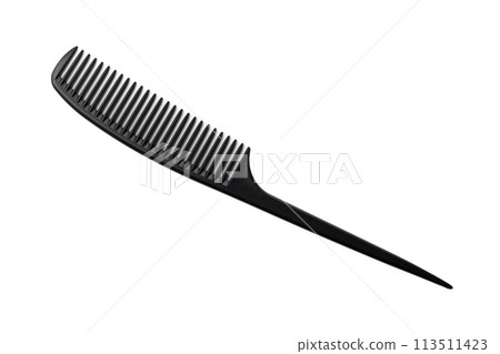Black plastic hair comb isolated on white background Black plastic hair comb isolated on white background 113511423