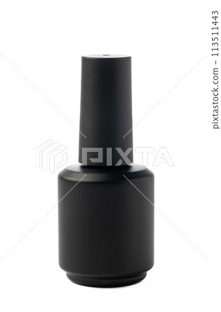 Black bottle of nail polish isolated on white background 113511443