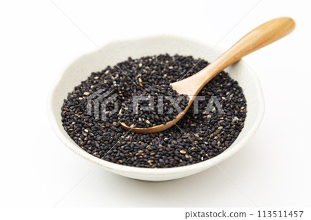 Black sesame on white background Black sesame on white background 113511457