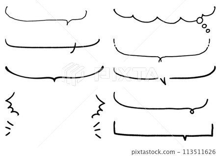 Simple horizontal hand-drawn speech bubble set 113511626