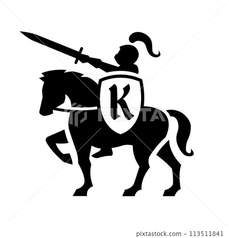 Knight with a sword on horseback. Knight with a sword on horseback. 113511841