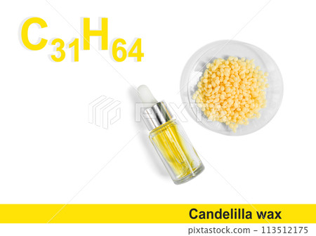 Candelilla wax with molecular formula C31H64. Chemical ingredient for Cosmetics and Toiletries product. Candelilla wax with molecular formula C31H64. Chemical ingredient for Cosmetics and Toiletries product. 113512175