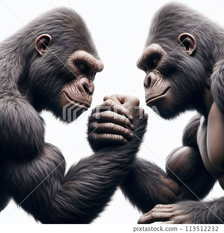 Two gorillas arm wrestling 113512232