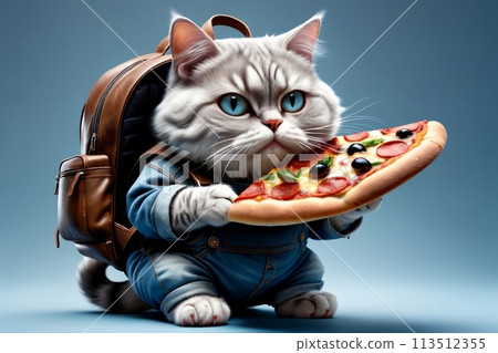 pizza delivery man, hardworking cat delivers pizza 113512355