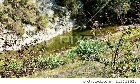 The Oigawa road and the Degasugawa river at Kirari, a mountain station in the Yoro Valley 113512623