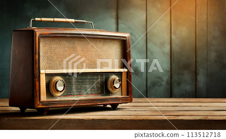 Retro Vintage Broadcast Table Radio Receiver - Generative Ai 113512718